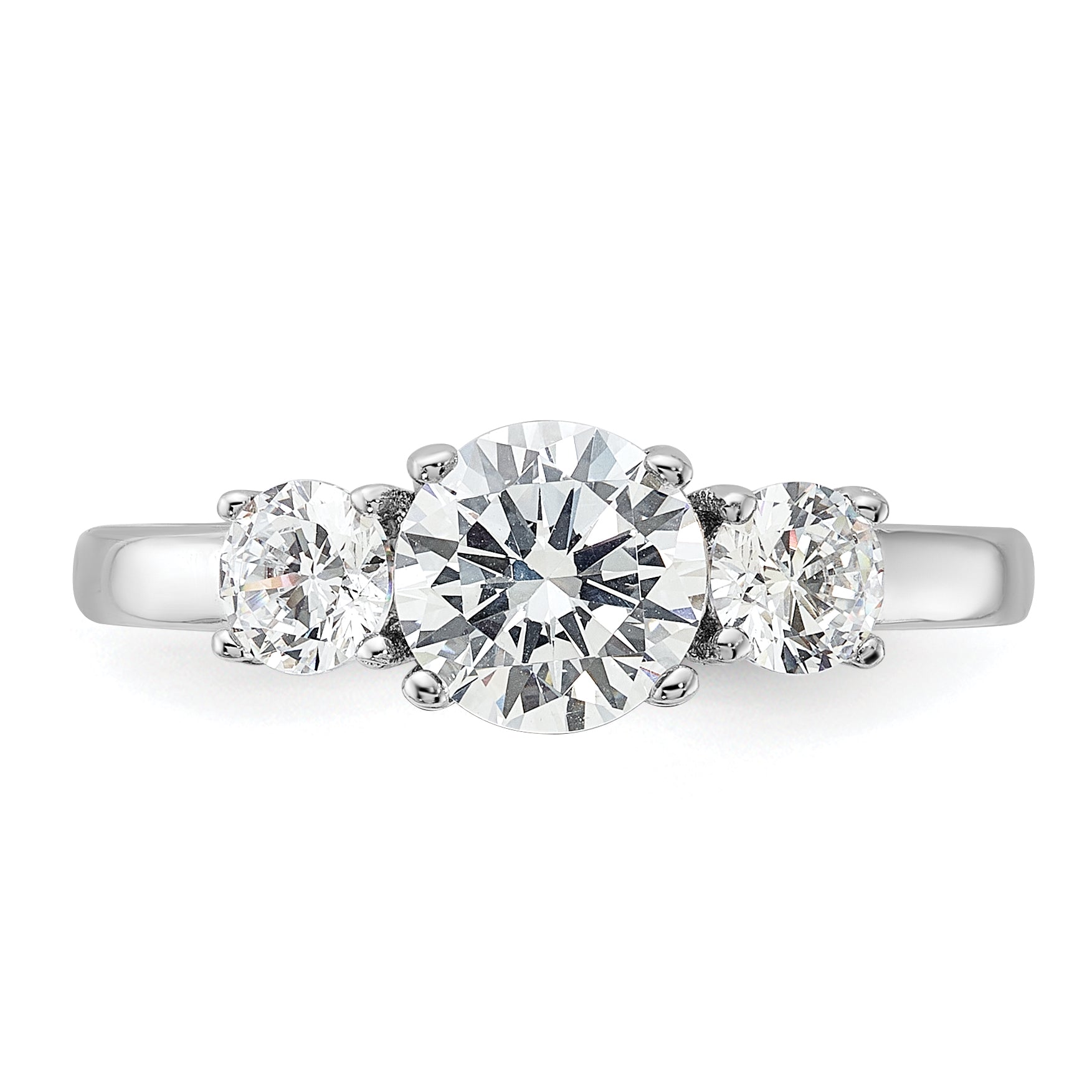 Sterling Silver Rhodium-plated 3 Stone CZ Ring