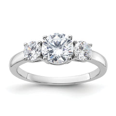 Sterling Silver Rhodium-plated 3 Stone CZ Ring