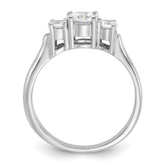 Sterling Silver Rhodium-plated Three CZ Ring