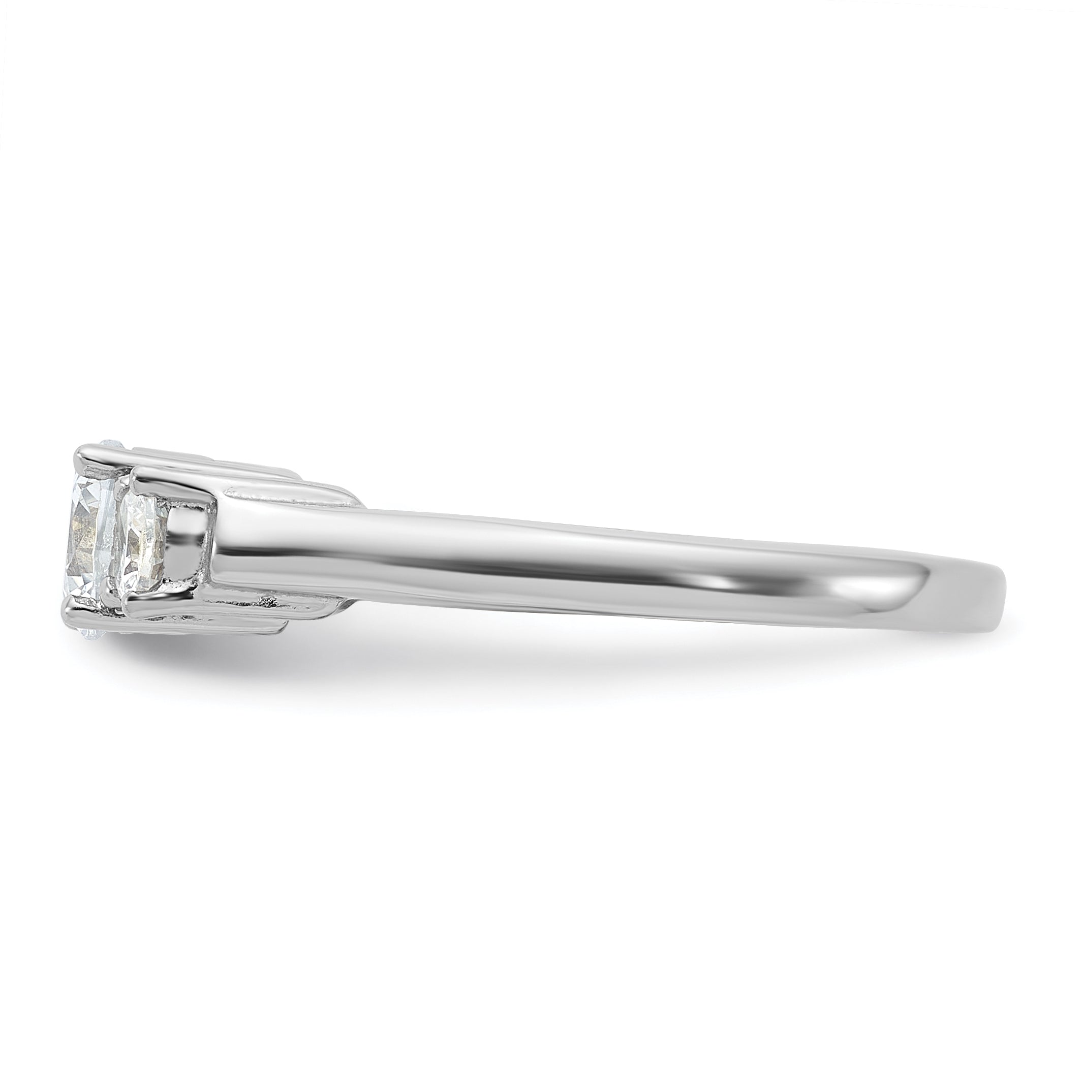 Sterling Silver Rhodium-plated Three CZ Ring