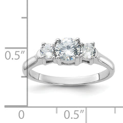 Sterling Silver Rhodium-plated Three CZ Ring