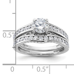 Sterling Silver Rhodium-plated 2-Piece CZ Size 6 Wedding Set Ring