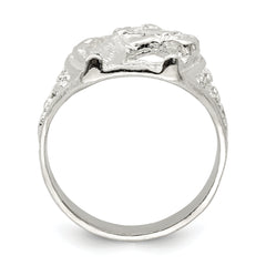 Sterling Silver Horseshoe with Horse Head Ring