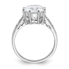 Sterling Silver Rhodium-plated CZ Ring