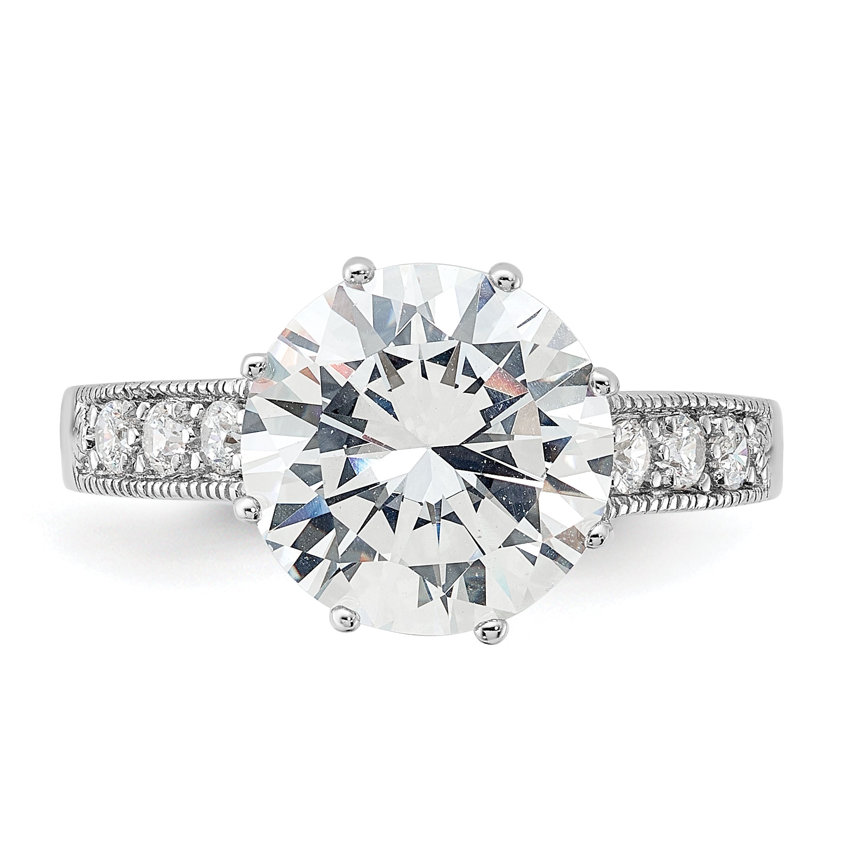 Sterling Silver Rhodium-plated CZ Ring