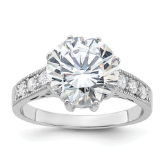 Sterling Silver Rhodium-plated CZ Ring