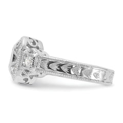 Sterling Silver Rhodium-plated CZ Antique Style Ring