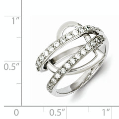 Sterling Silver CZ Captured Heart Ring