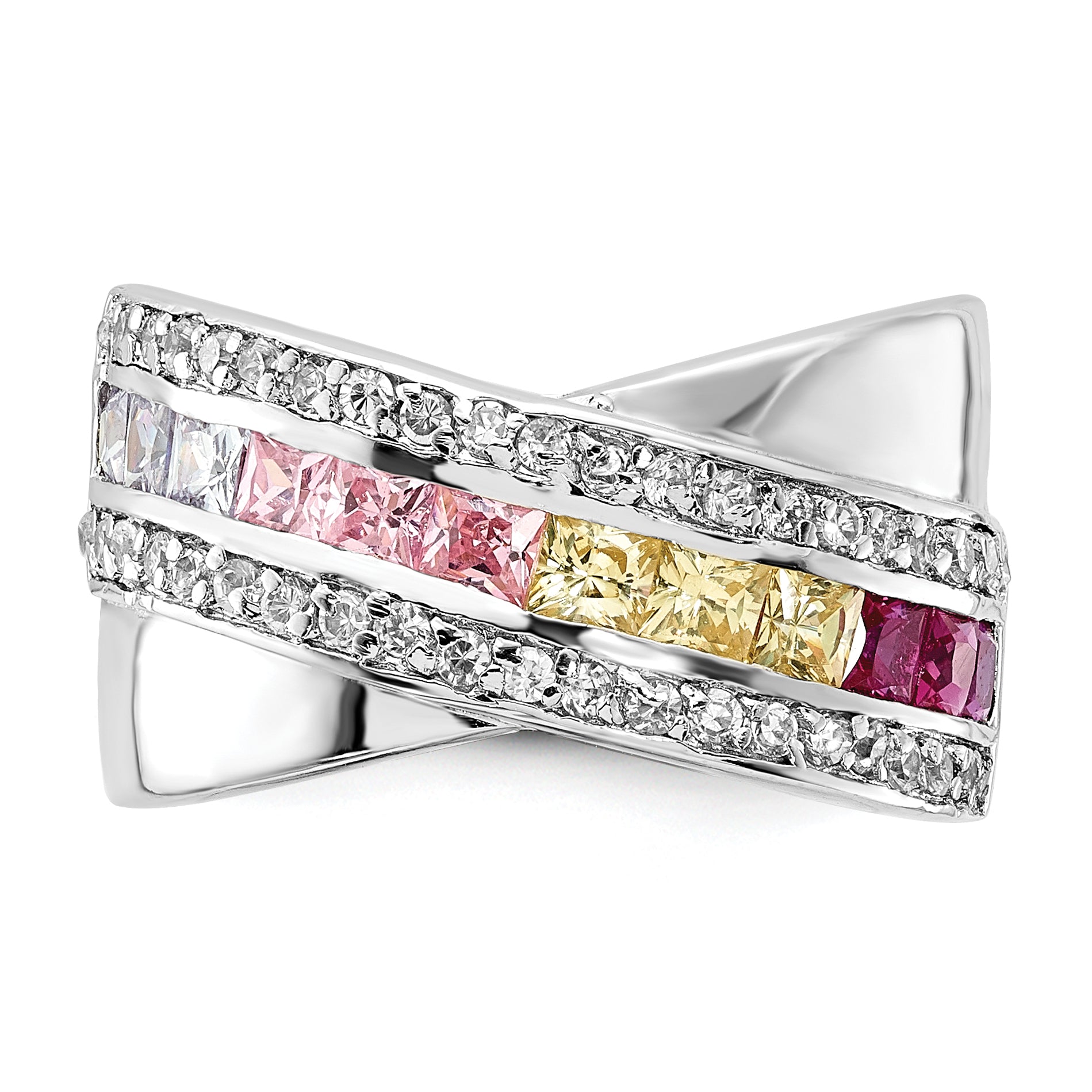 Sterling Silver Multi-color CZ Ring