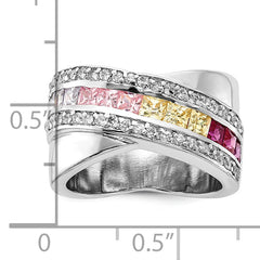 Sterling Silver Multi-color CZ Ring