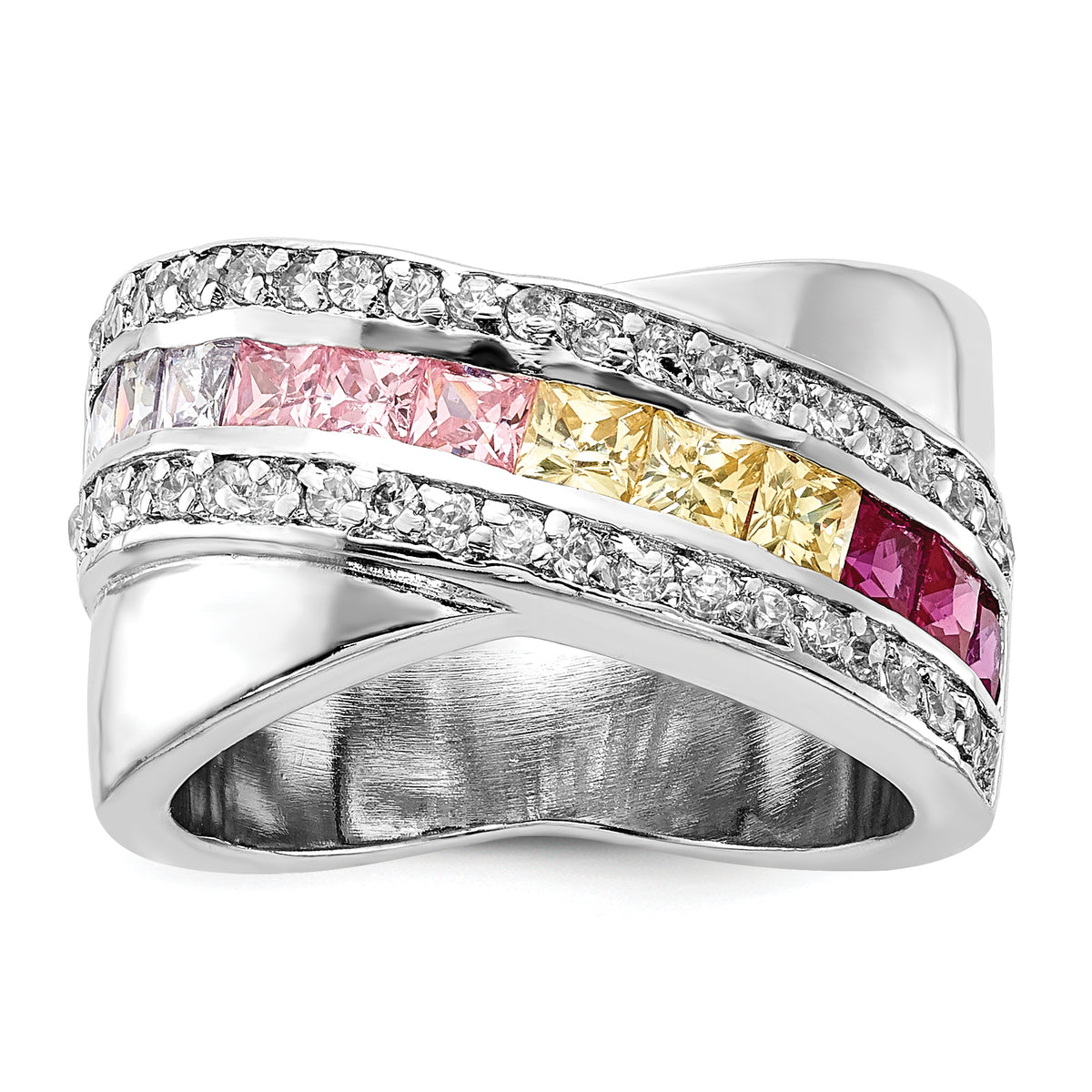 Sterling Silver Multi-color CZ Ring