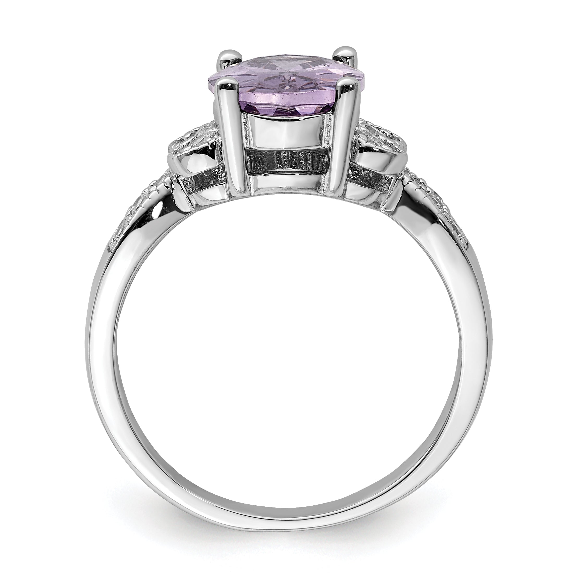 Sterling Silver Purple and Clear CZ Ring