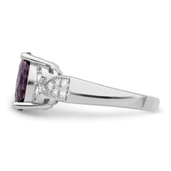 Sterling Silver Purple and Clear CZ Ring