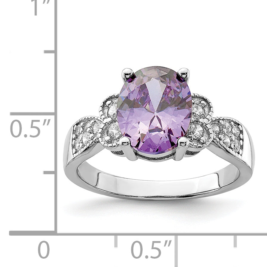 Sterling Silver Purple and Clear CZ Ring