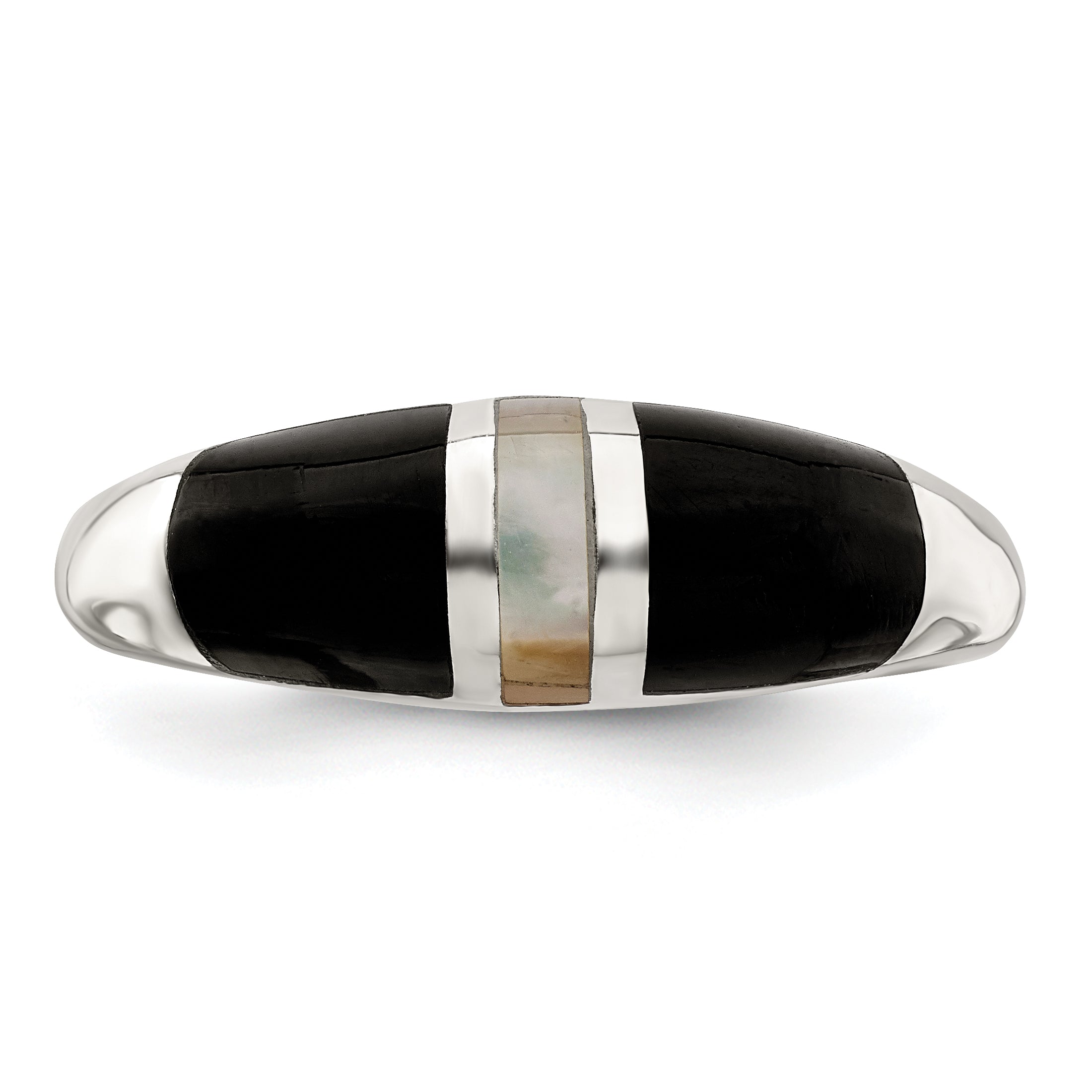 Sterling Silver Onyx & Mother of Pearl Ring