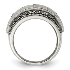 Sterling Silver Marcasite & Mother of Pearl Ring