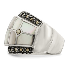 Sterling Silver Marcasite & Mother of Pearl Ring