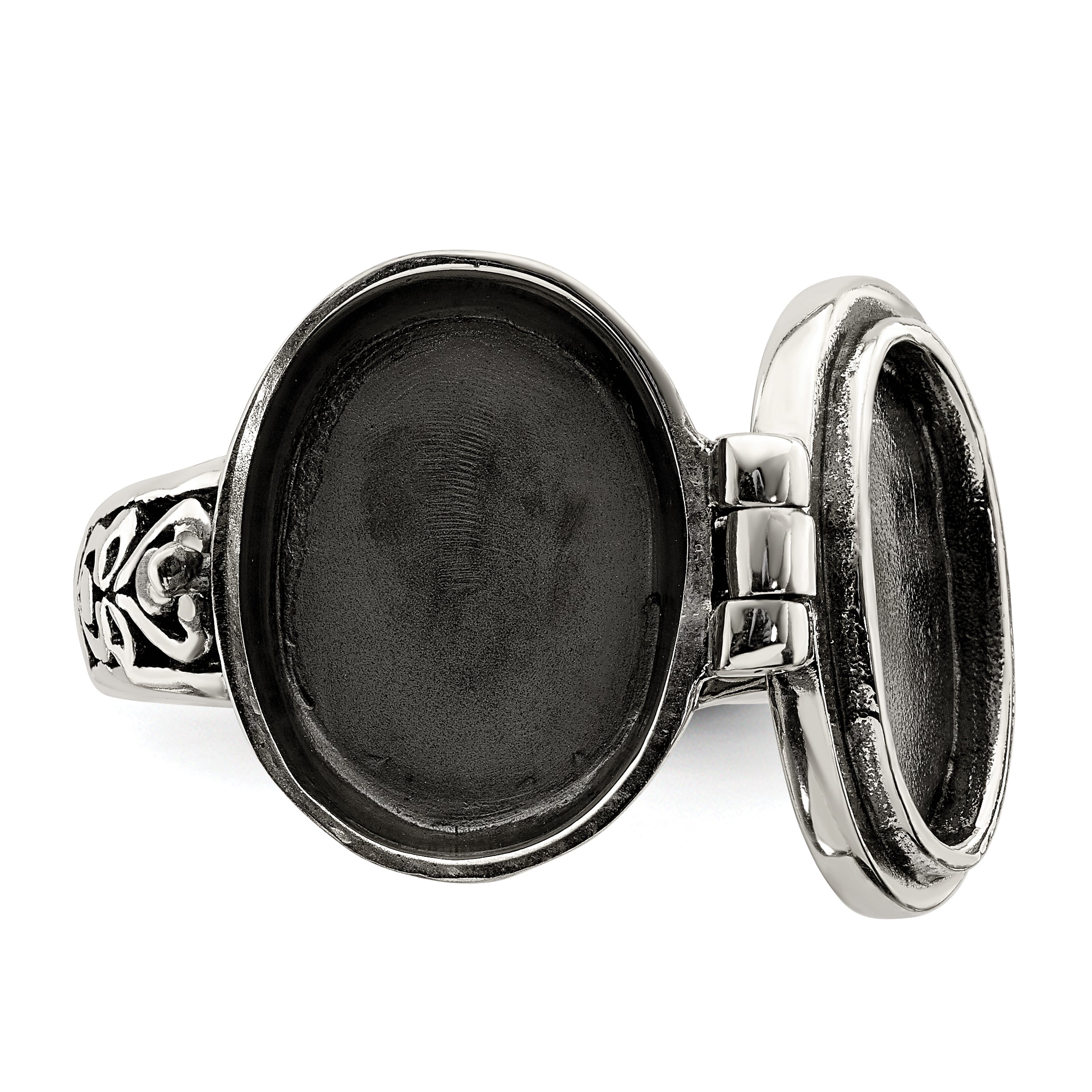 Sterling Silver Antiqued Oval Locket Ring