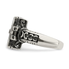 Sterling Silver Antiqued Rectangular Locket Ring