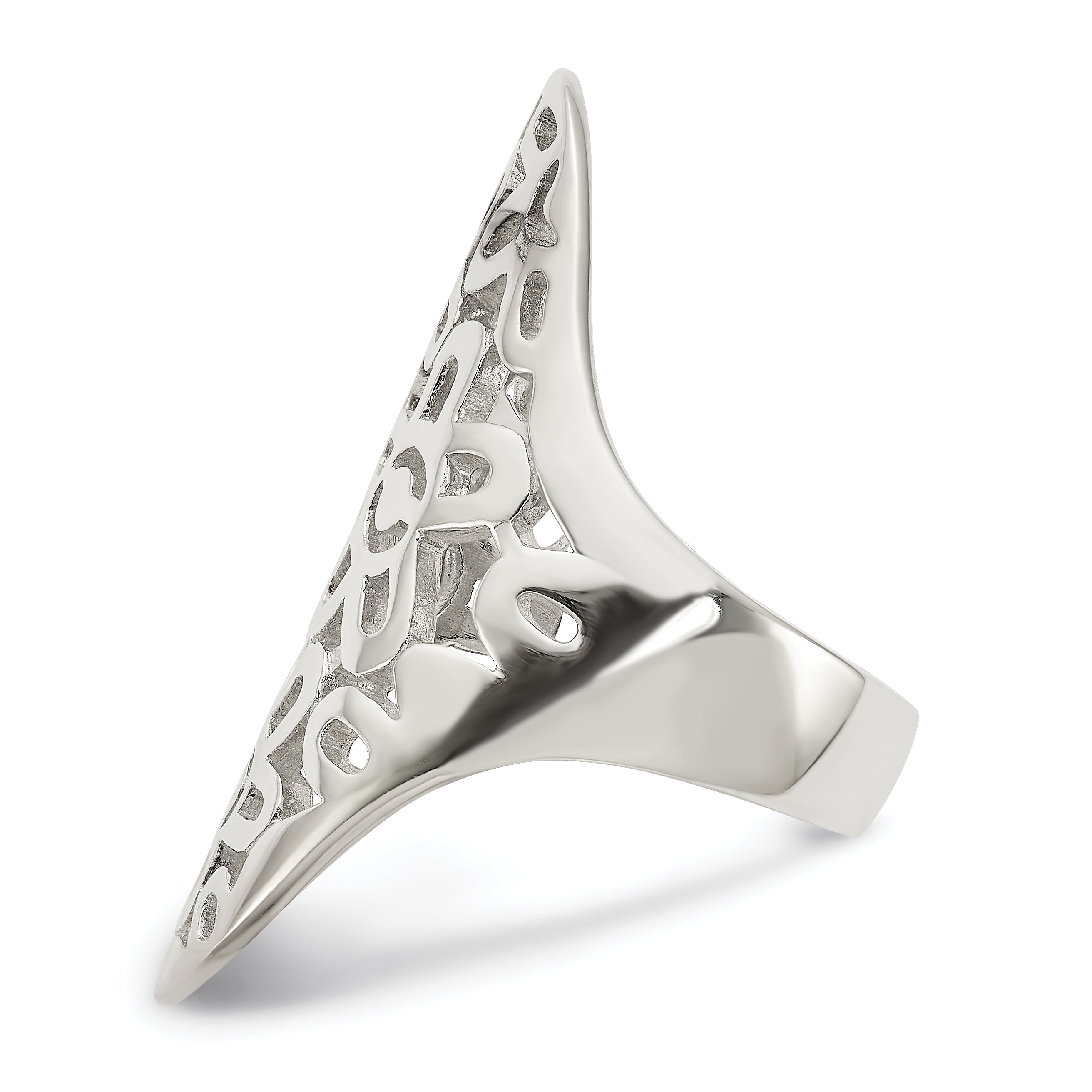 Sterling Silver Flower Cut Out Full Finger Ring