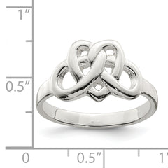 Sterling Silver Fancy Celtic Heart Pattern Woven Ring