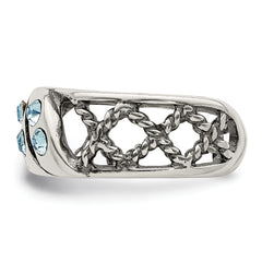 Sterling Silver Antiqued Blue Stellux Crystal Toe Ring