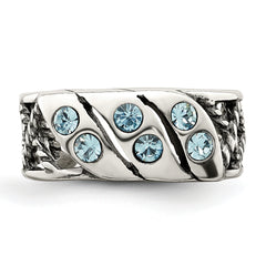 Sterling Silver Antiqued Blue Stellux Crystal Toe Ring