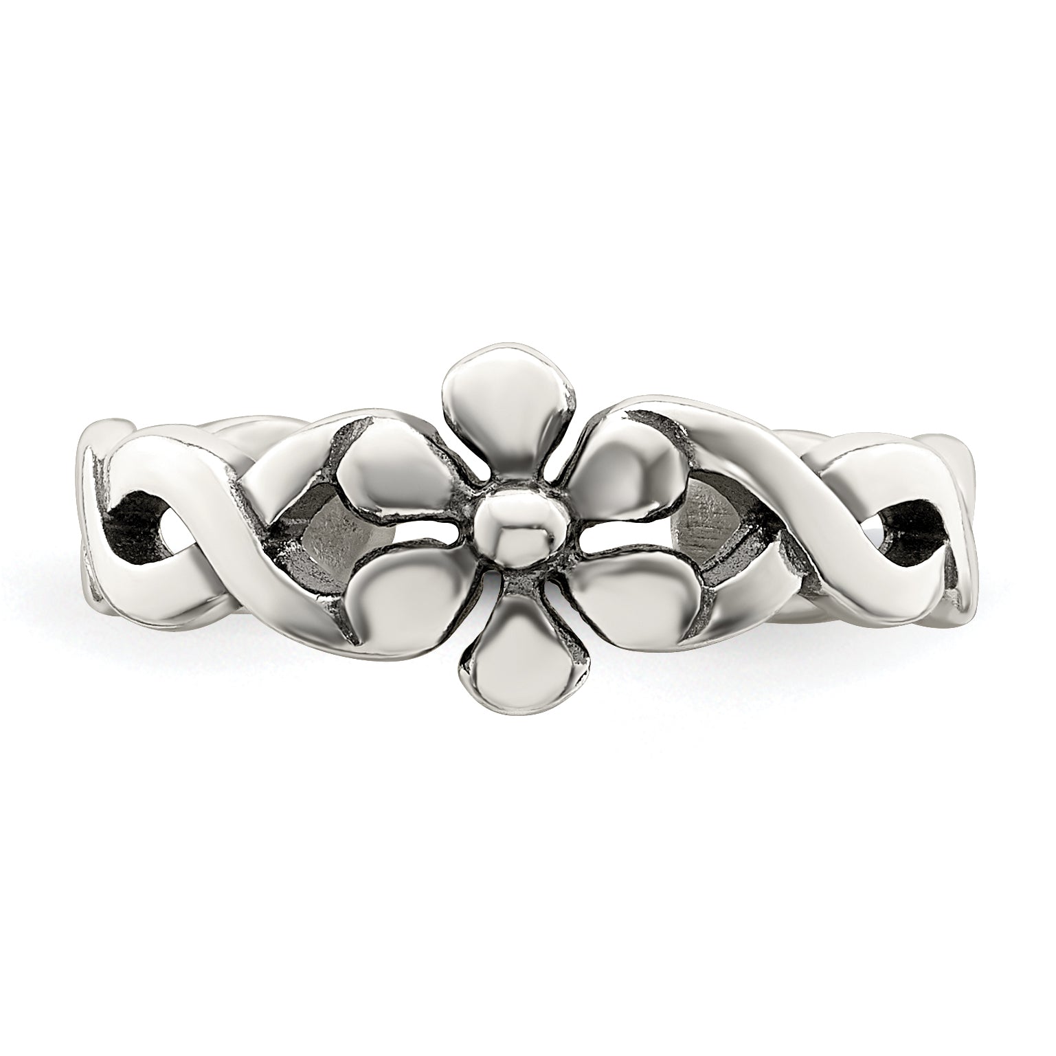 Sterling Silver Antiqued Floral Toe Ring