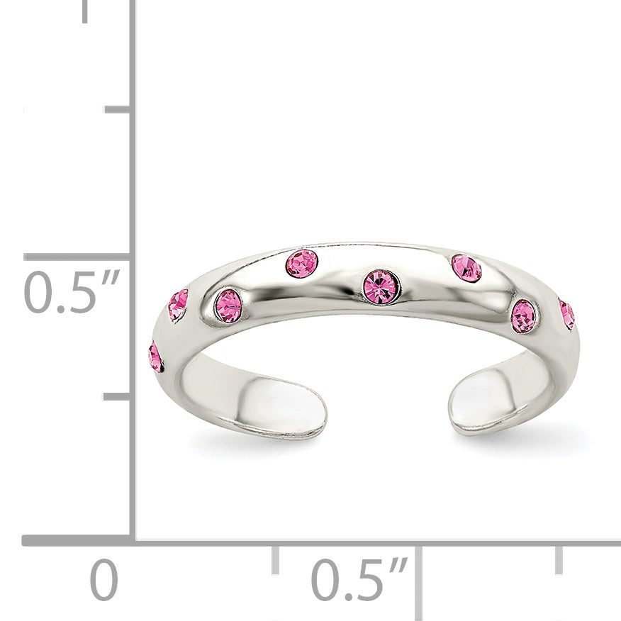 Sterling Silver Pink CZ Toe Ring