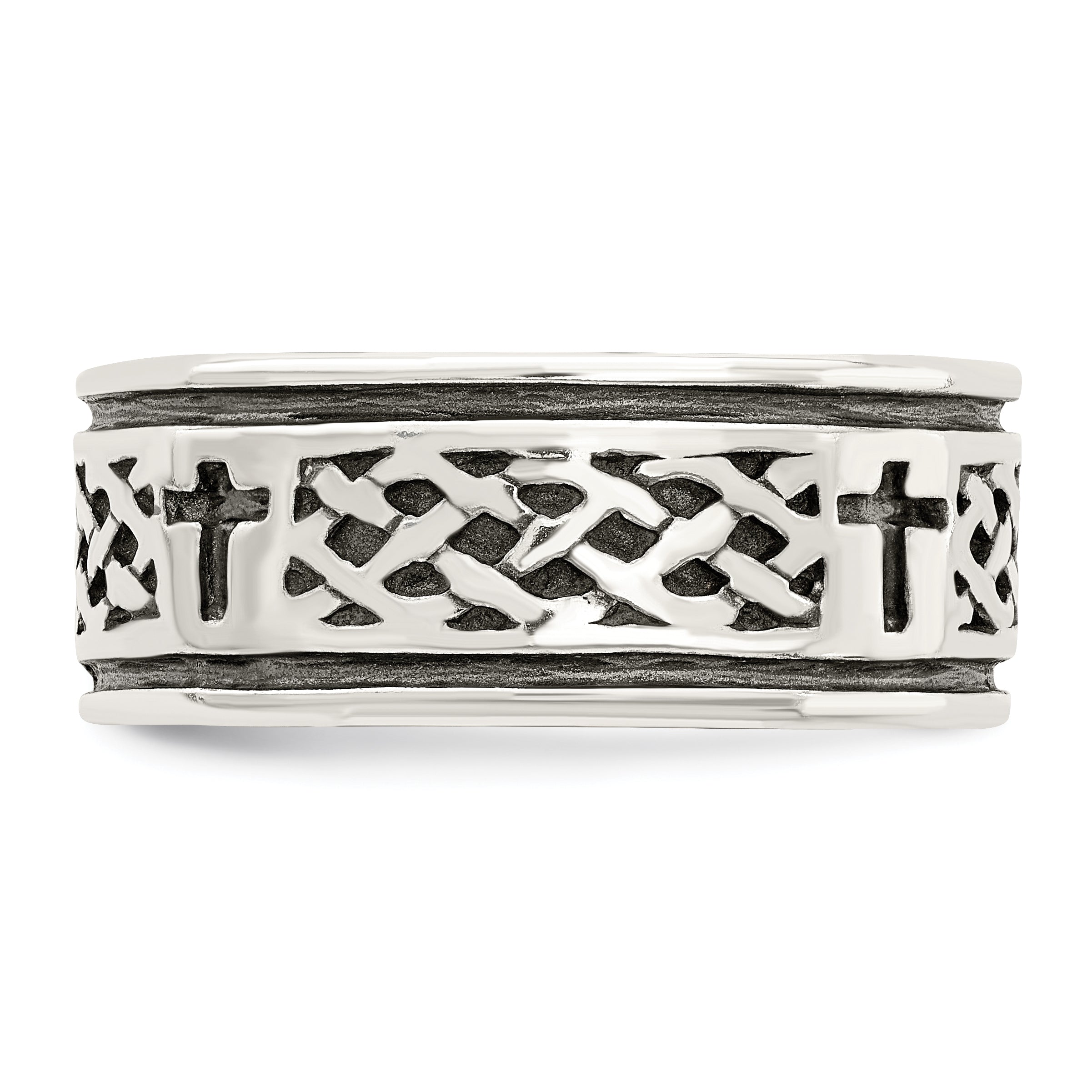 Sterling Silver Cross & Weave Design Ring