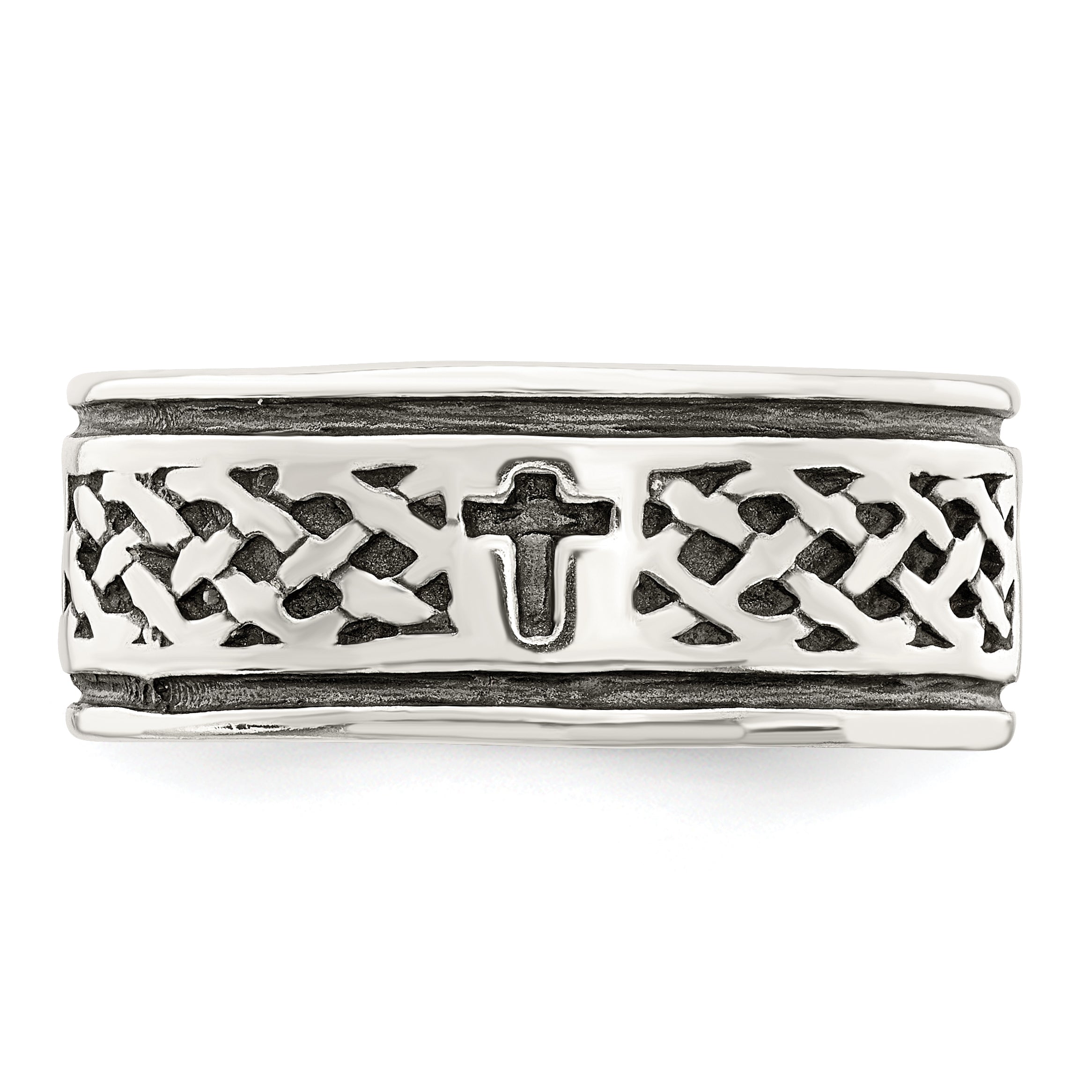 Sterling Silver Cross & Weave Design Ring