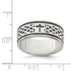 Sterling Silver Cross & Weave Design Ring