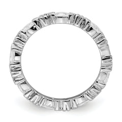 Sterling Silver Rhodium-plated CZ Band