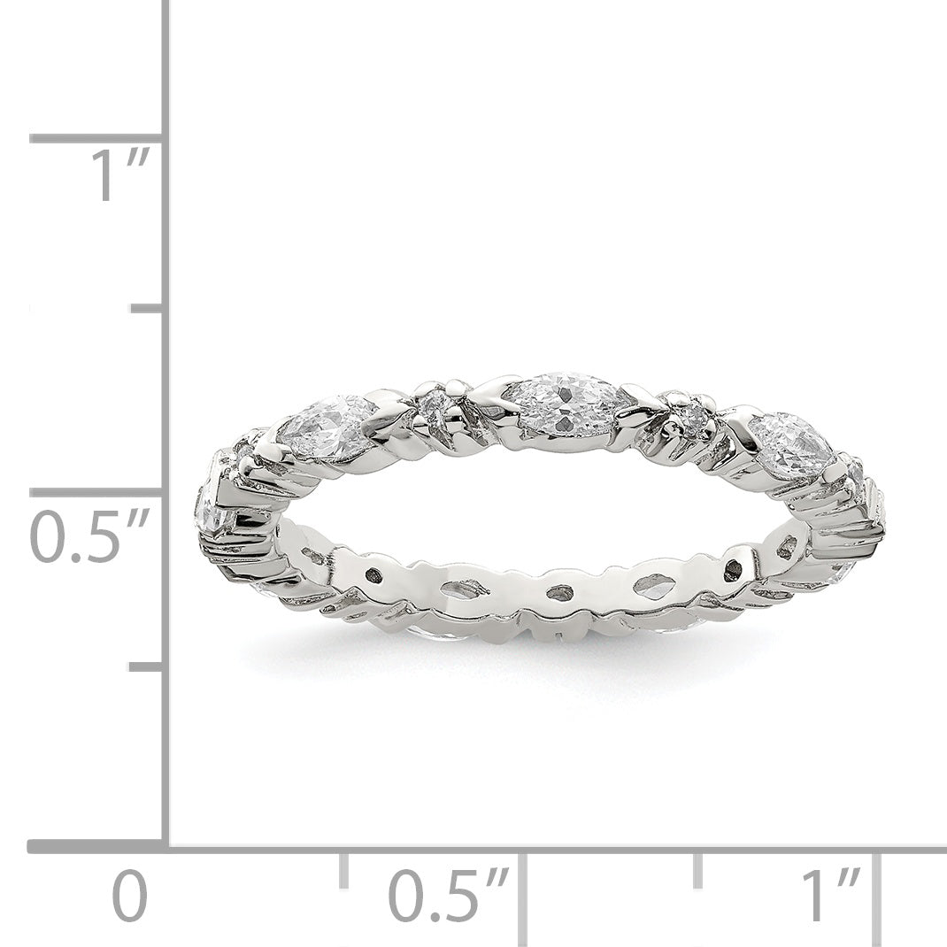 Sterling Silver Rhodium-plated CZ Band