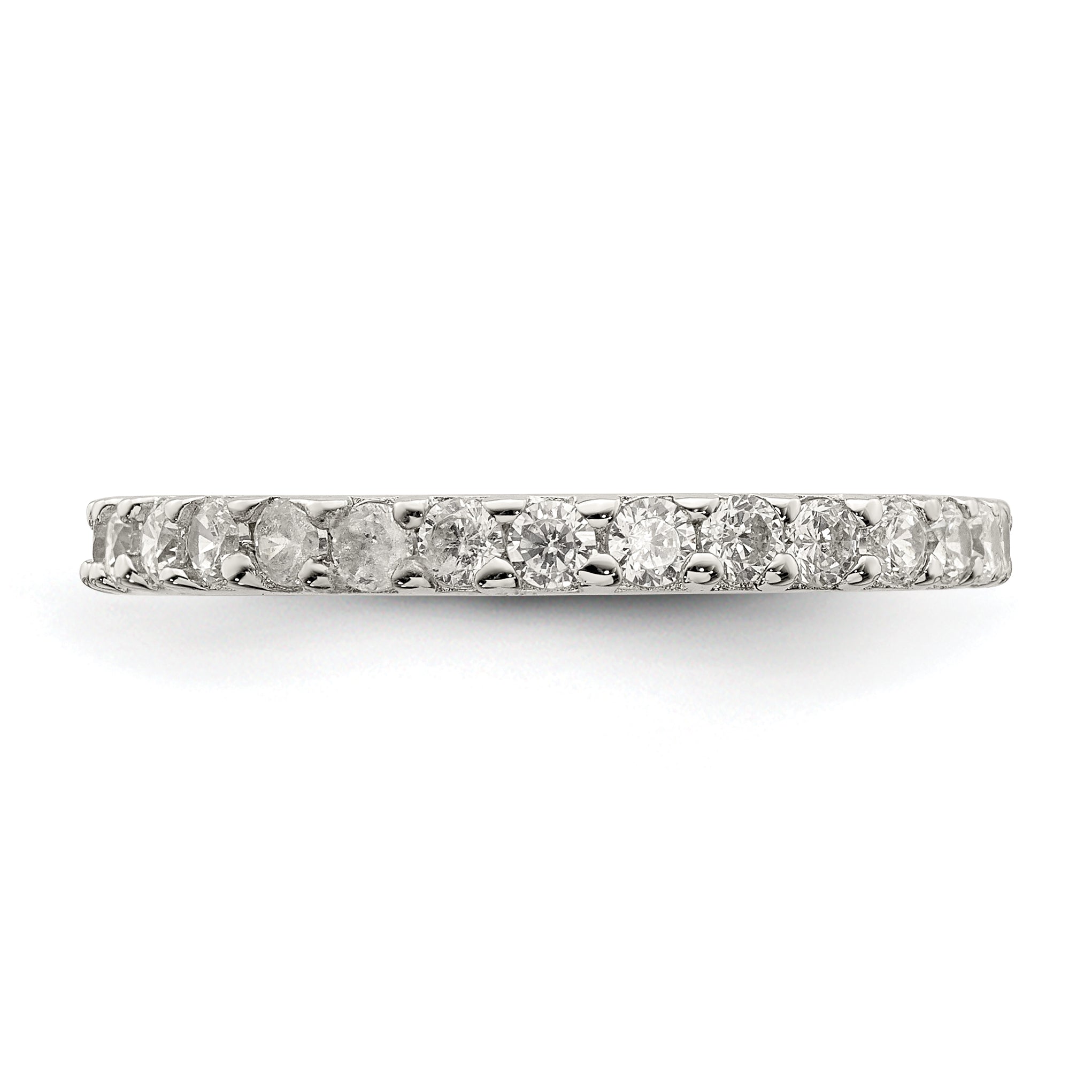 Sterling Silver Rhodium-plated CZ Ring