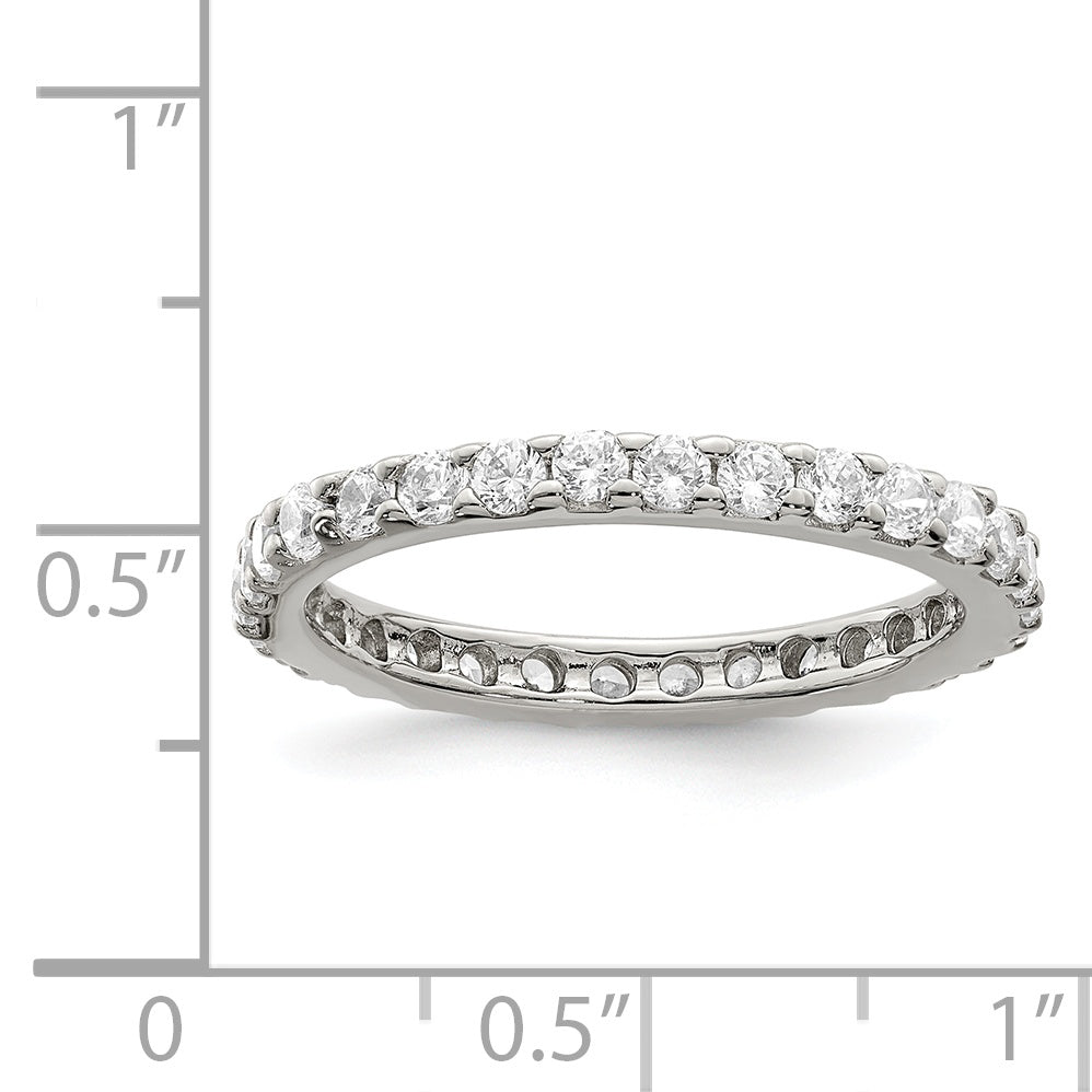 Sterling Silver Rhodium-plated CZ Ring