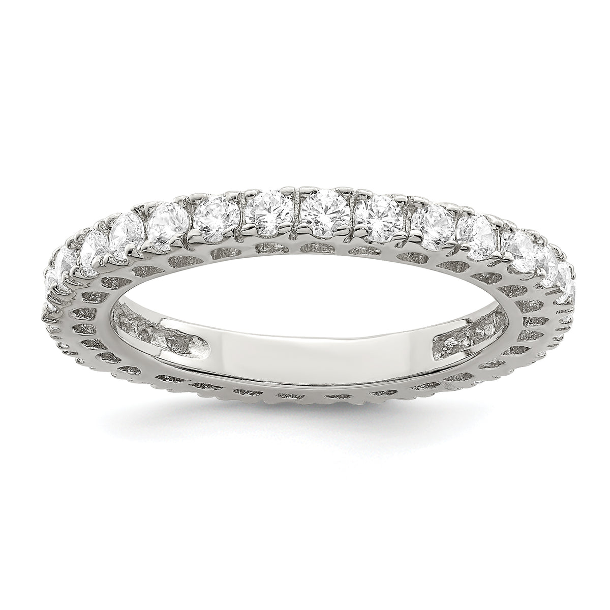 Sterling Silver Rhodium-plated CZ Anniversary Band