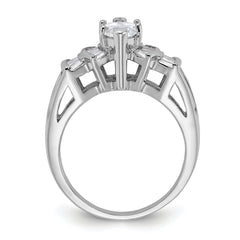 Sterling Silver Rhodium-plated Marquise Shape Center CZ Ring