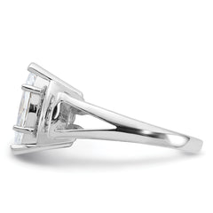 Sterling Silver Rhodium-plated Marquise Shape Center CZ Ring