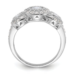 Sterling Silver Rhodium-plated CZ 3-stone Ring