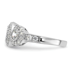 Sterling Silver Rhodium-plated CZ 3-stone Ring