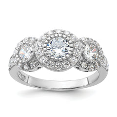 Sterling Silver CZ 3-stone Ring