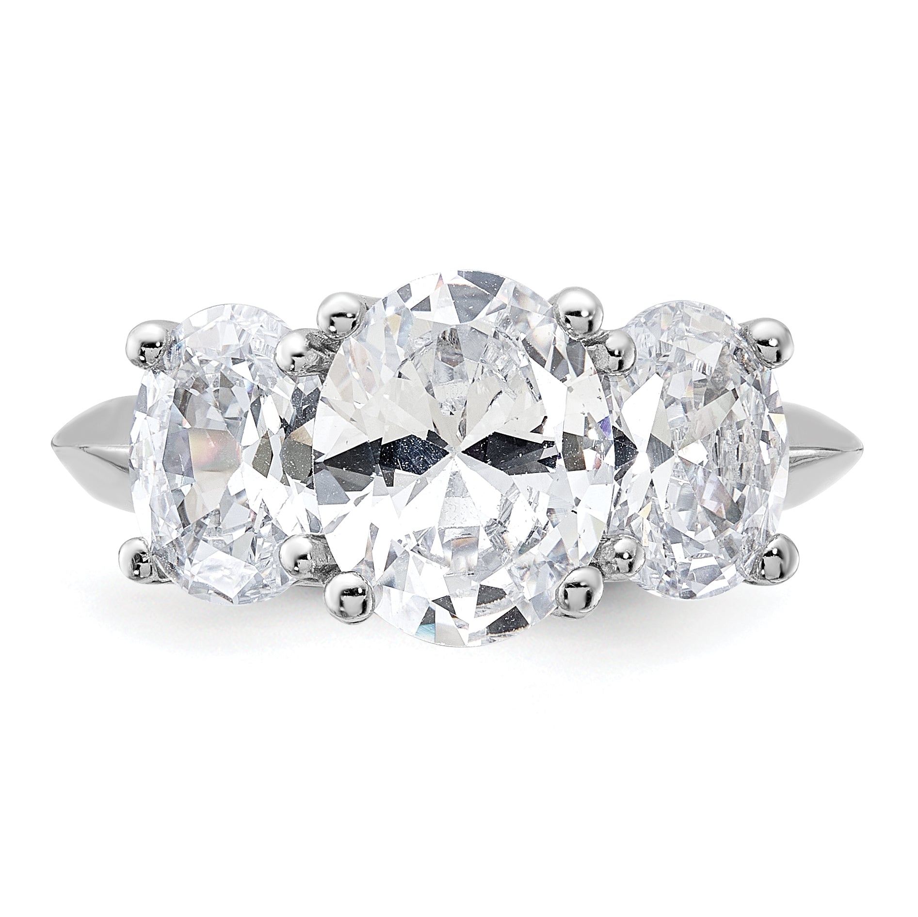 Sterling Silver Rhodium-plated 3 Stone CZ Ring