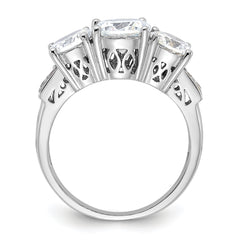 Sterling Silver Rhodium-plated 3 Stone CZ Ring