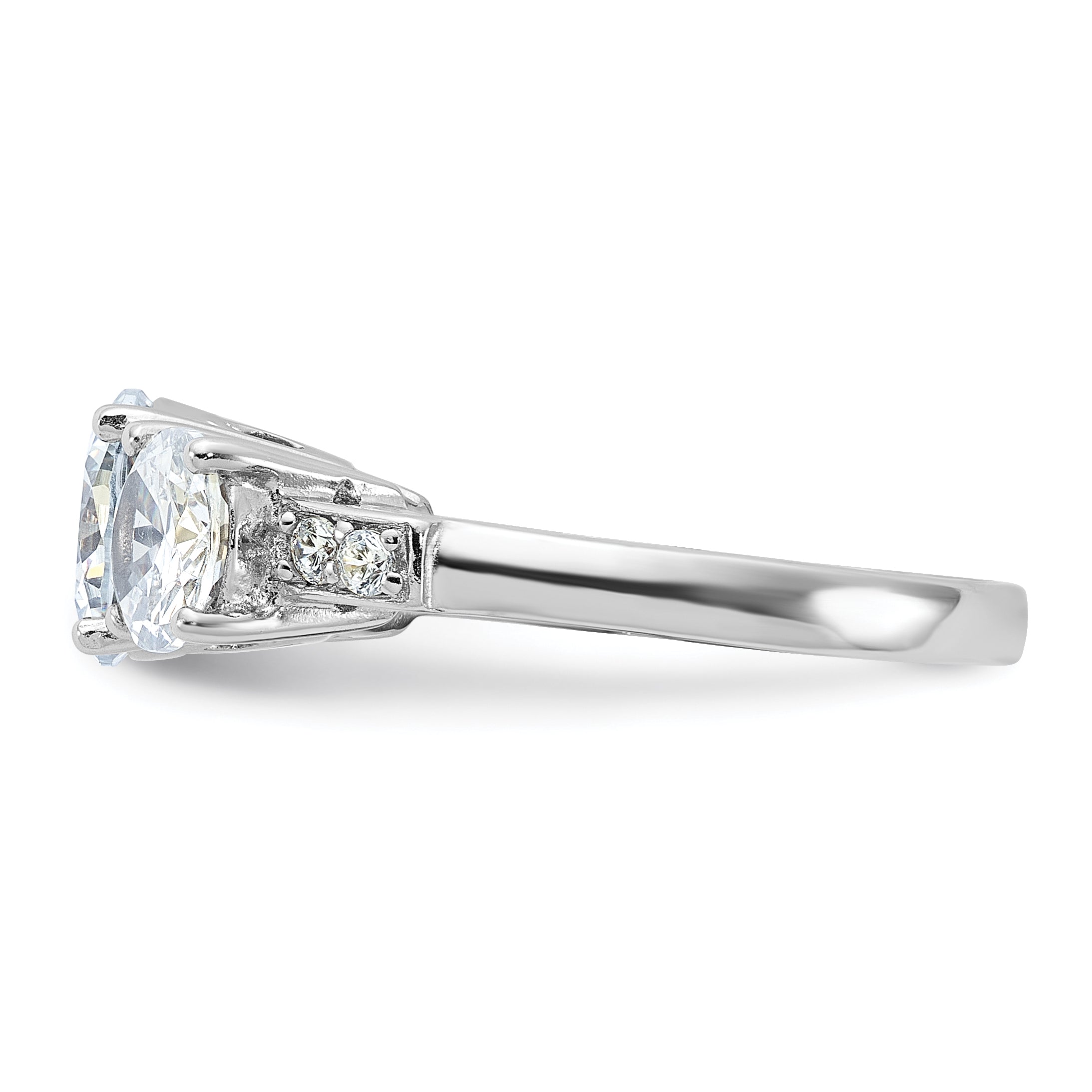 Sterling Silver Rhodium-plated 3 Stone CZ Ring