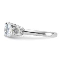 Sterling Silver Rhodium-plated 3 Stone CZ Ring