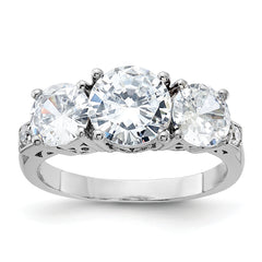 Sterling Silver Rhodium-plated 3 Stone CZ Ring