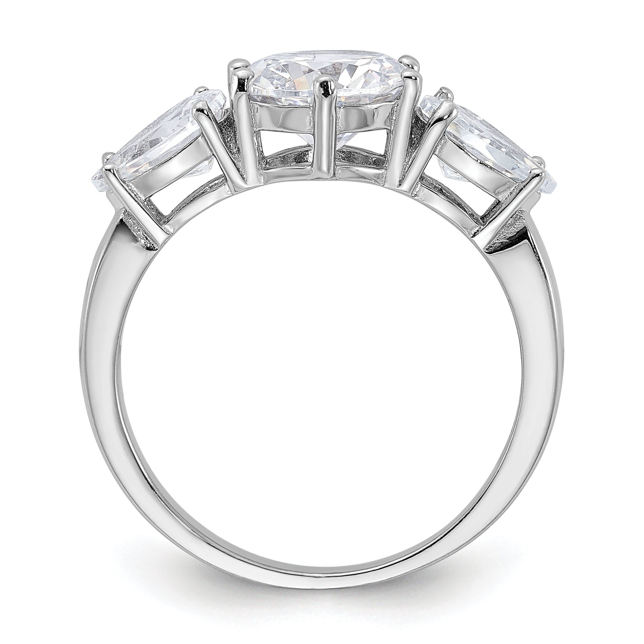 Sterling Silver Rhodium-plated 3 Stone CZ Ring