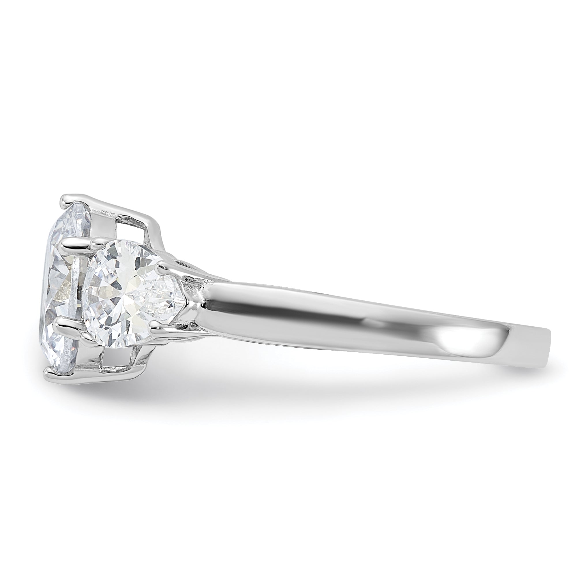 Sterling Silver Rhodium-plated 3 Stone CZ Ring