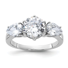 Sterling Silver Rhodium-plated 3 Stone CZ Ring